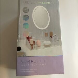 New Silhouette Vanity Mirror W/ Makeup Organizer Attached Led Lights TouchSensor